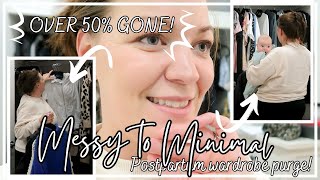 Get it all done with me || HUGE POSTPARTUM WARDROBE PURGE || OVER 50% GONE!