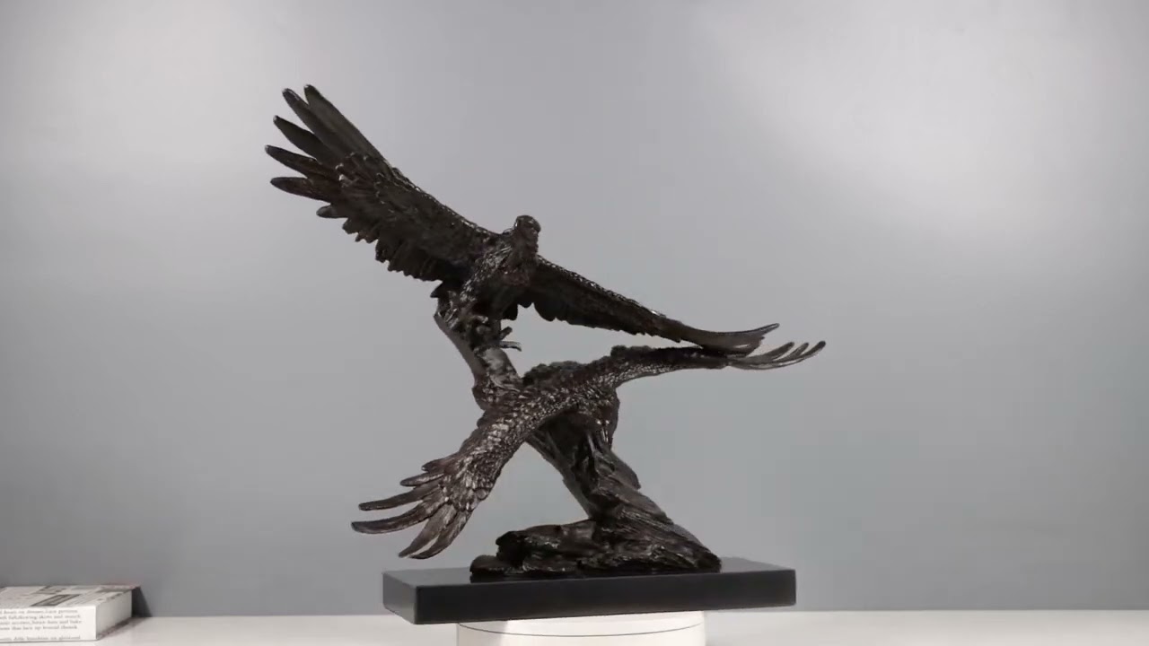 Bronze Couple Eagle Falcon Statue