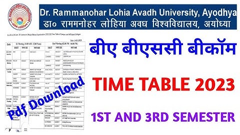 RMLAU BA BSC FIRST AND THIRD SEMESTER TIME TABLE 2023, EXAM DATE, ADMIT CARD,