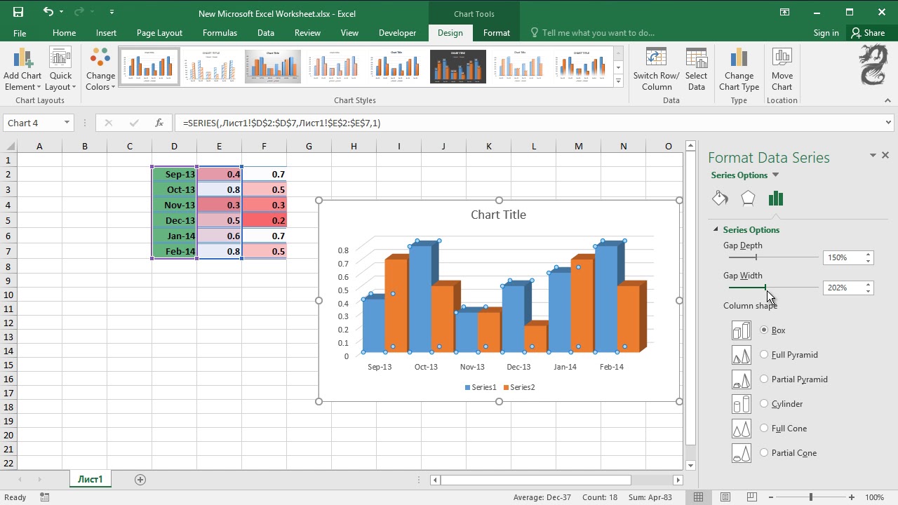 How to change Column Width in Chart in Excel - YouTube