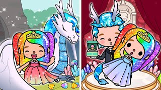 Love Story of Diamond Dragon & Rainbow Princess | Toca Life Story | Toca Boca