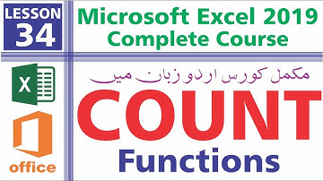 Count Functions in Excel | Microsoft Excel 2019 - Class 34 | Urdu / Hindi