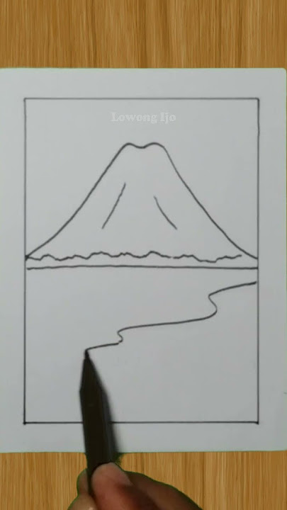 MUDAH  SEKALI -Gambar Pemandangan Gunung dan Pantai #drawing #art