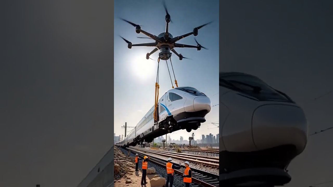 The Bullet Train Is Being Lifted By A Helicopter Shrots