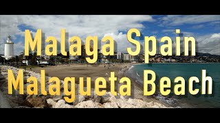 Malaga Spain Malagueta Beach in 4k