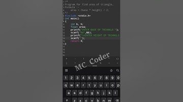 How to find area of triangle | area of triangle C program | C program | #shorts #coding #mccoder