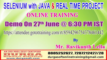 SELENIUM with JAVA & REAL TIME PROJECT Online Training in DURGASOFT