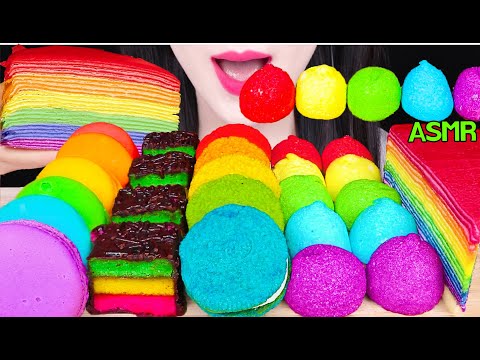 ASMR RAINBOW OREO *HOMEMADE* <strong>CAKE</strong> <strong>POP</strong>, CREPE <strong>CAKE</strong>, MARSHMALLOW 직접 만든 무지개 오레오, 케이크팝 먹방 EATING SOUNDS