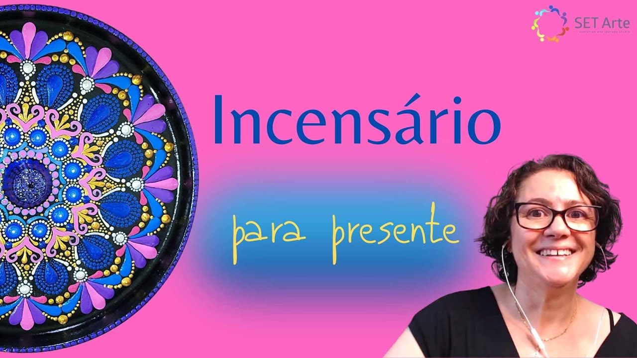 Mandala em pontilhismo | Incensário para presente | Peça em gesso | SET Arte