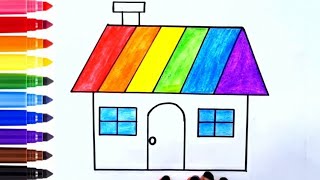 House🏠🌈Drawing, Painting and Coloring for Kids & Toddlers | Easy Step by Step Guide