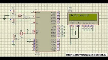 Interfacing 8051 with LCD  code (In 8bit mode) include keil(c code and hex) and Proteus simulation