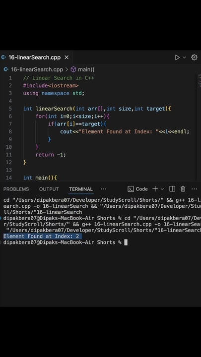Linear Search in C++ Simplified ! #coding #shorts - YouTube
