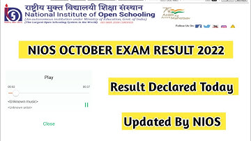 Nios October Result Declared Today | Task Is Helping (NIOS) #nios #taskishelping