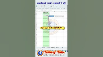 Get A to Z Alphabets in Excel with CHAR Function | Quick & Easy Trick @tellingtube
