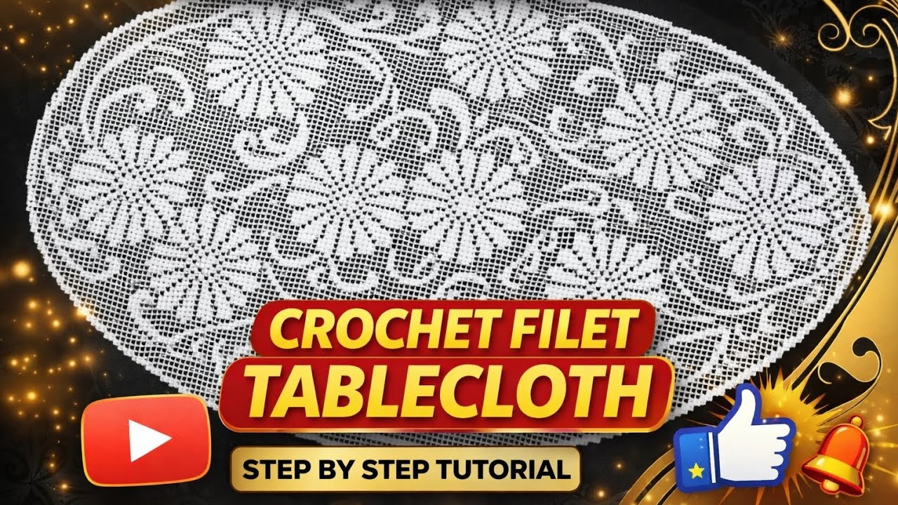 How to Crochet a Filet Tablecloth Tutorial/Step-by-Step Filet Crochet ...