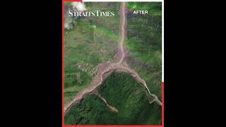 Satellite images of Nepal village before and after deadly floods