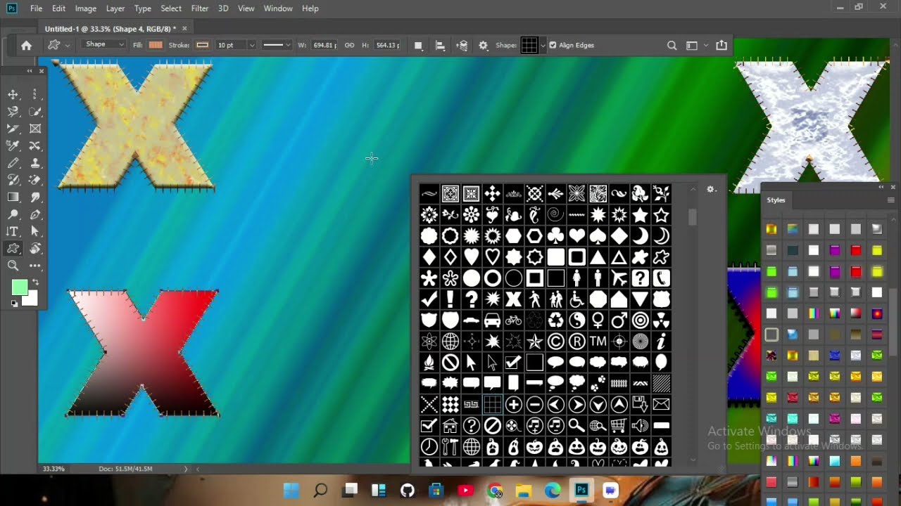 X shape multiple shape tutorial in Adobe cc background and HDR design 