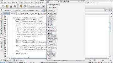JavaFX example, setCursor() and getCursor()