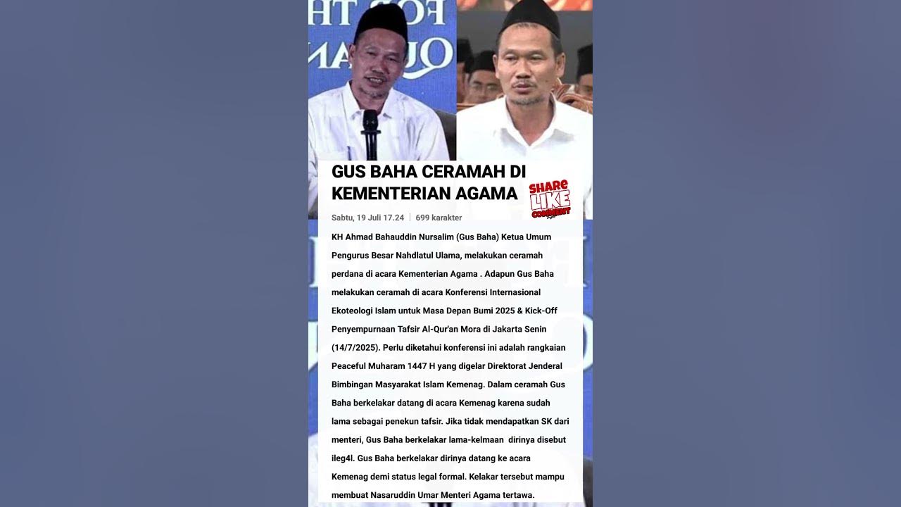 Gus Baha Ceramah di Kementerian Agama, Buat Menteri Prabowo Tertawa