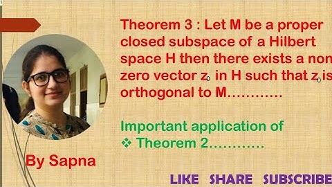 Proper closed subspace of H , is orthogonal to non zero vector of H, Inner product space