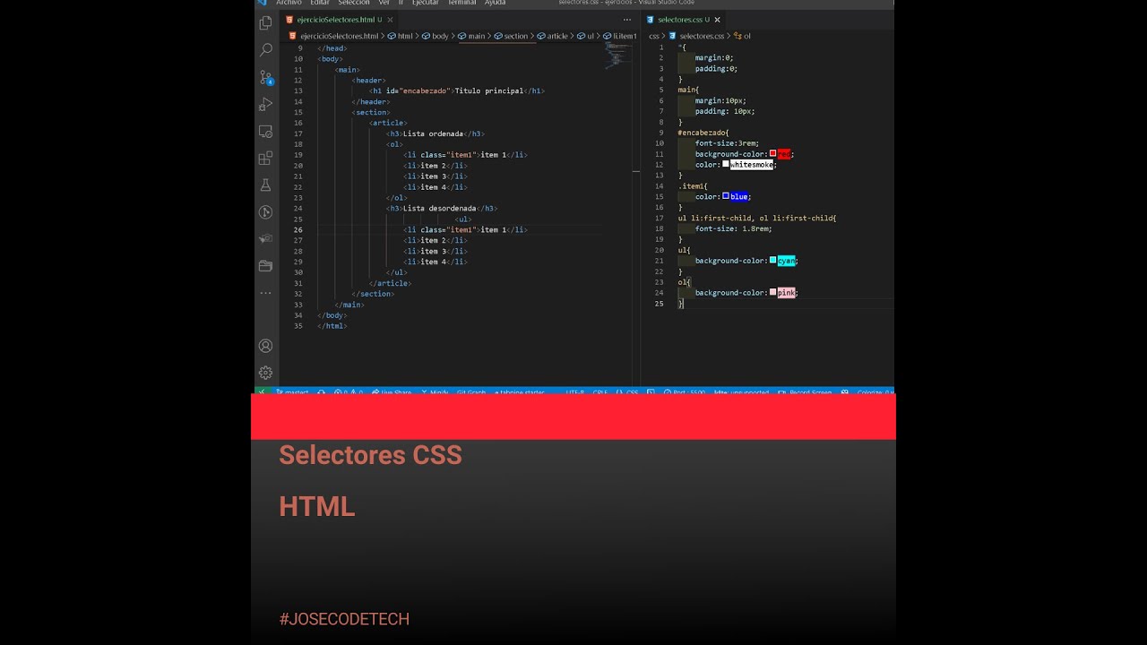 32 Ejercicio selectores CSS - YouTube