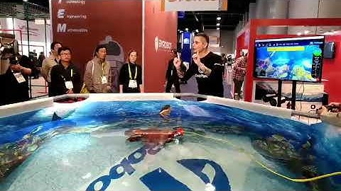 CES 2018 Discovery crew reporting at Thunder Tiger Robotix on Seadragon ROV 雷虎科技