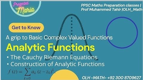 Chapter 02 | Analytic functions | Complex Analysis | OLH Maths | EE
