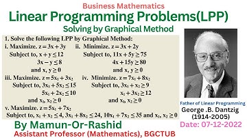 Linear Programming Problems (LPP): Solving by Graphical Method
