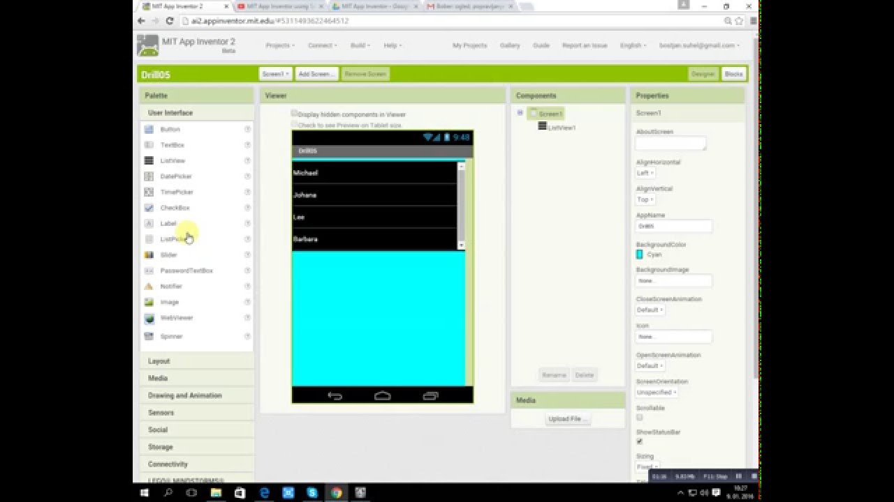 MIT App Inventor using ListView and Label