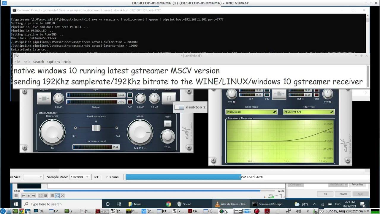 Gstreamer Windows 10 latest version running under LINUX W.I.N.E Hi