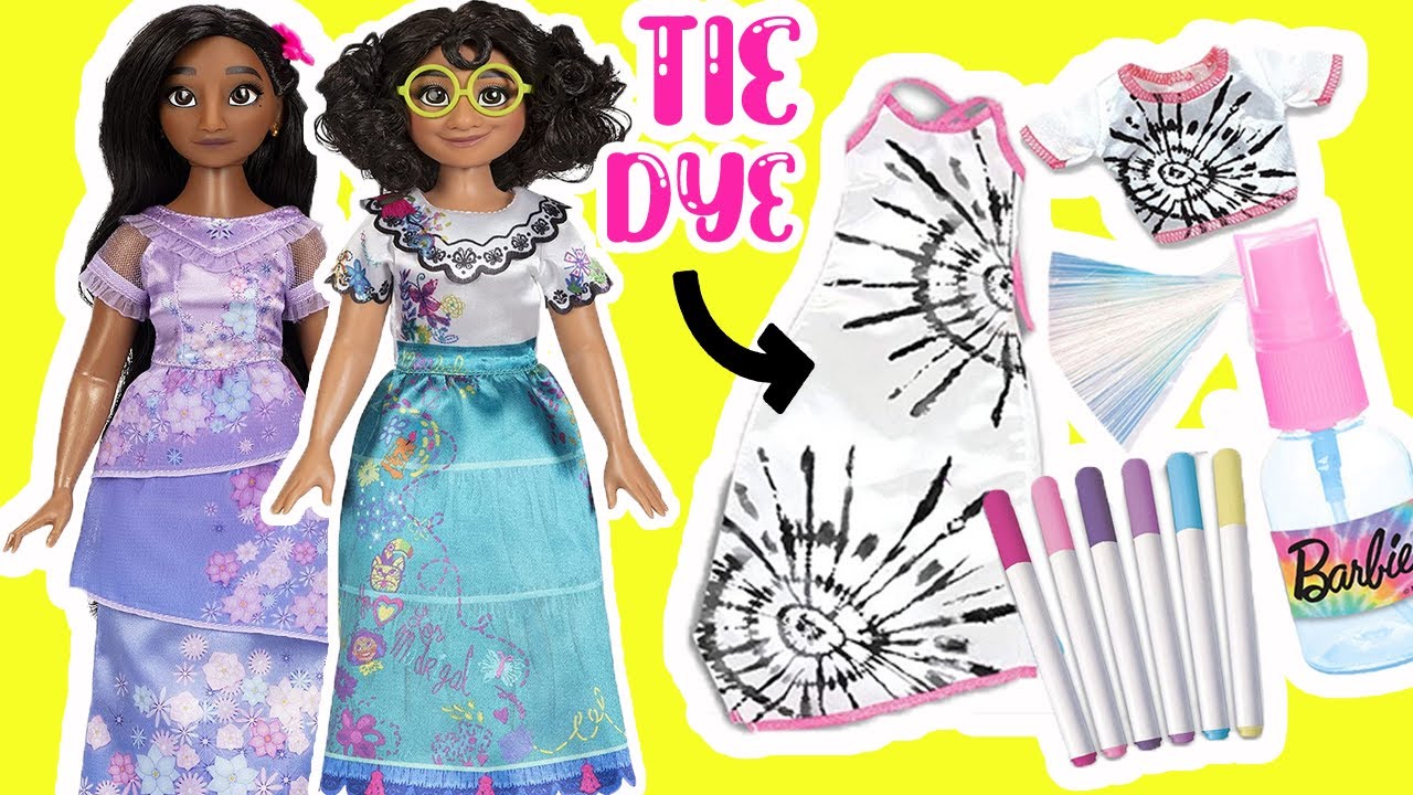 Disney Encanto Mirabel and Isabela Dolls Making Tie Dye Dress and ...