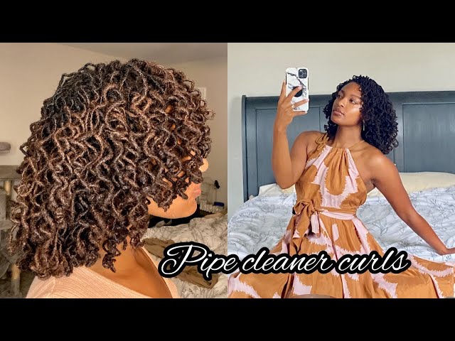 Pipe cleaner curls before and after. GrizzleRocsLocs on