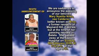 Mary Noelita Niles, nee Calderon,  ~ Short Obituary