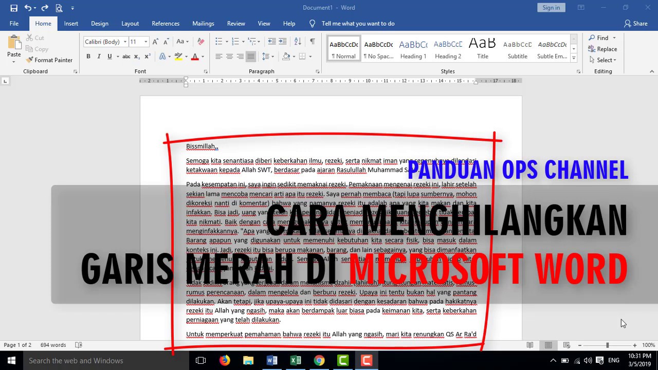 CARA MENGHILANGKAN GARIS MERAH DI WORD YouTube