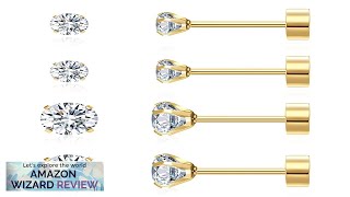 2 Pairs Flat Back Earrings for Women Multipack 18K Gold Earrings Review