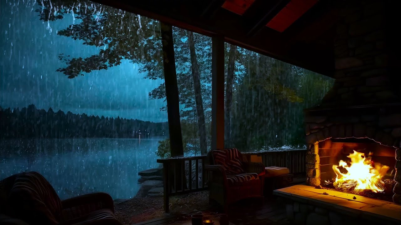 Rain & Fireplace Ambience for Sleep | Cozy Cabin Storm Sounds - YouTube