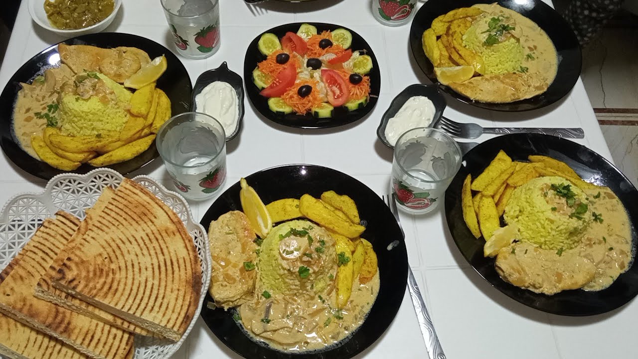 عشانا لنهار السبت 😍روز بالسكالوب وصوص شومبونيو والبطاطا من ابن مايكون🤤