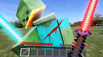 Minecraft in Real Life POV ~ LASER SWORD vs ZOMBIE Apocalypse Realistic Animation