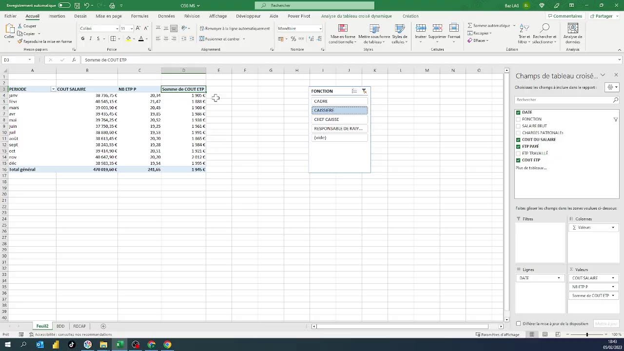 Analyse de la masse salariale sur excel niveau dcg et dscg youtube