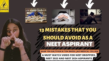 13 mistakes that every NEET ASPIRANT should AVOID ❌ | Don