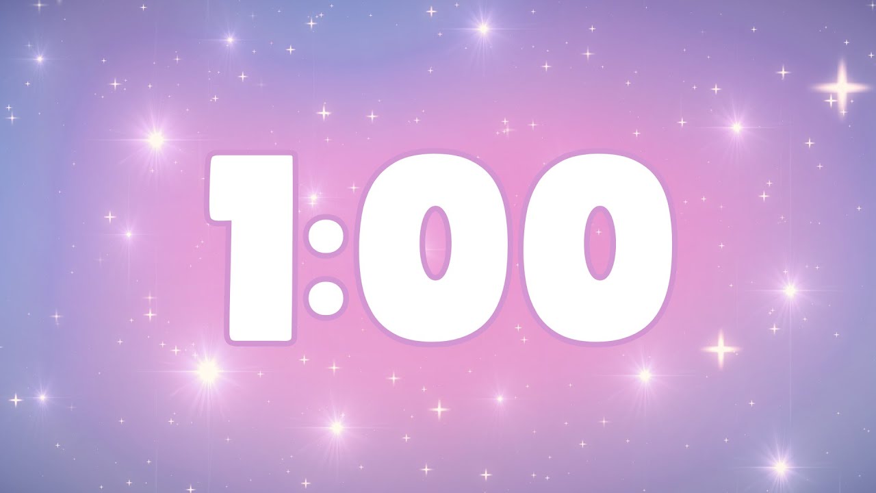 1 Minute Timer | Purple Night Sky Theme ⭐ | No Sound | Beeps at End🛎️