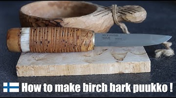 How to make puukko birch bark knife from carbon steel Morakniv blade - ASMR