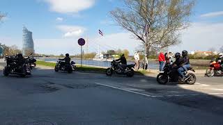 4K HDR/SDR Audio. Thousands of bikers passing by. Loud motorcycle parade in Riga. 27.04.2024.