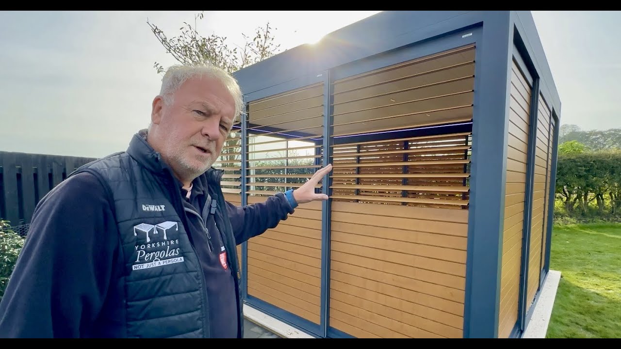 Yorkshire Pergolas Amazing 3 Side Shuttered Pergola With RGB Lights