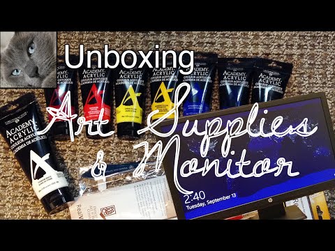 Art Supplies and HP LV2311 23" Monitor Unboxing