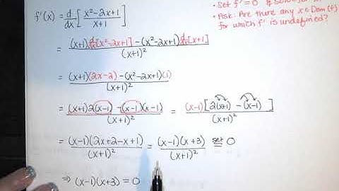 4. Extrema - Part 4 - Another Example of the First Derivative Test, A Vertical Asymptote