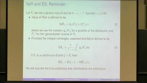 Prof. Alexander McNeil | Backtesting and Elicitability Of Risk measures
