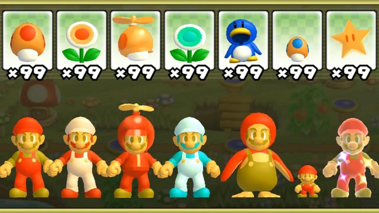 New Super Mario Bros Wii - All Classic Mario Power-Ups - YouTube