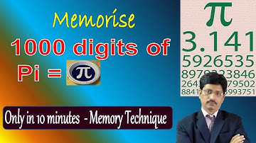 Memorise upto 1000 digits of  value of Pi within 10 minutes
