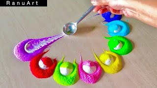 2 Simple Rangoli | Diwali Rangoli Designs | Navratri Rangoli designs | Rangoli colors | Ranu Art